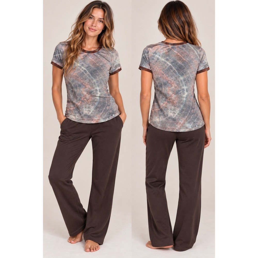 Tommy John T-Shirt Womens Small Brown Multi GoAnywhere Tie Dye CUSTOM